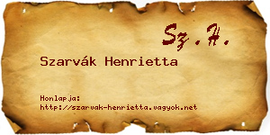 Szarvák Henrietta névjegykártya